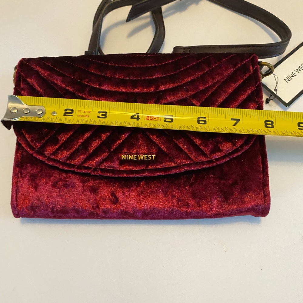 Nine West Rich Red/Burgundy Velvet Crossbody Bag NWT - Picture 12 of 12